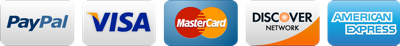 Pypal, Visa, Mastercard, Discover, American Express